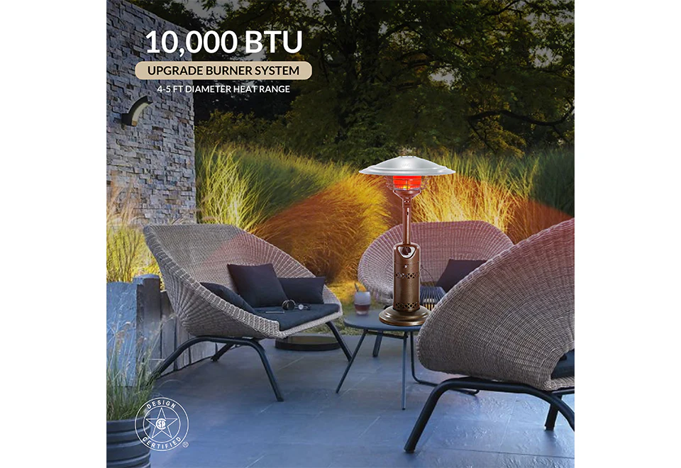10,000 BTU Bronze Tabletop Patio Heater - Image 2