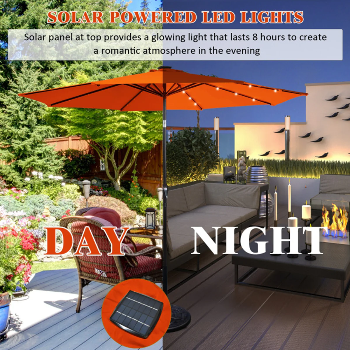 10' Cantilever Patio Umbrella with Solar Powered Lights - Image 23
