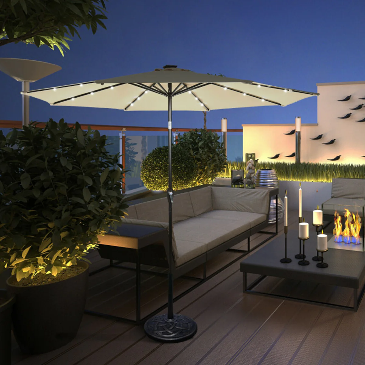 10' Cantilever Patio Umbrella with Solar Powered Lights - Image 30