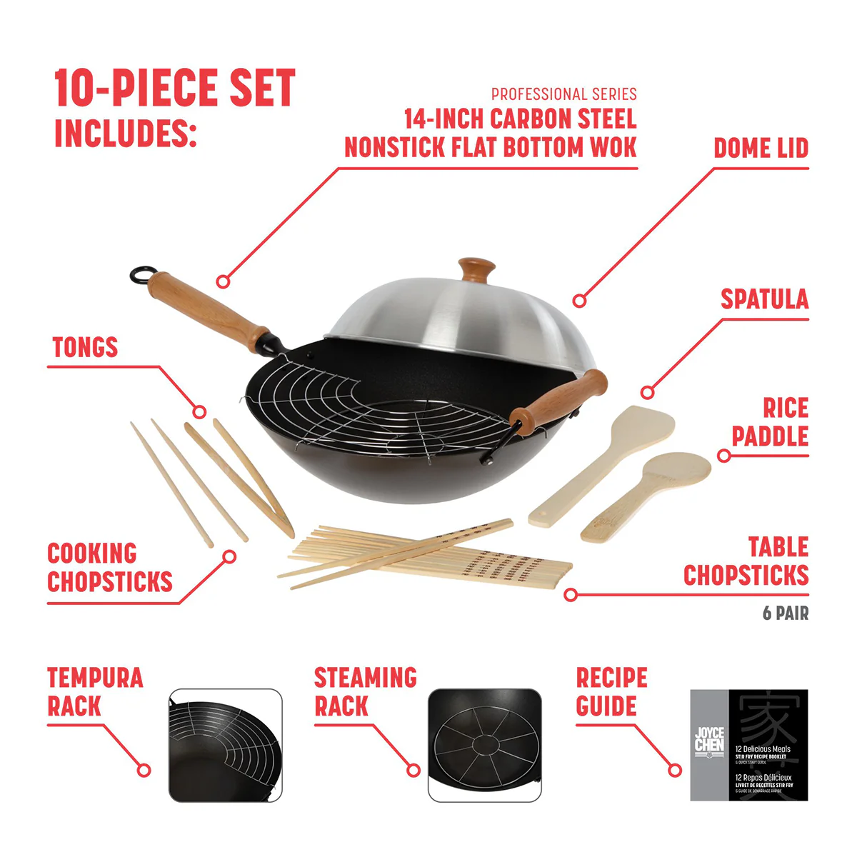 10-Piece 14'' Nonstick Wok Set - Image 9