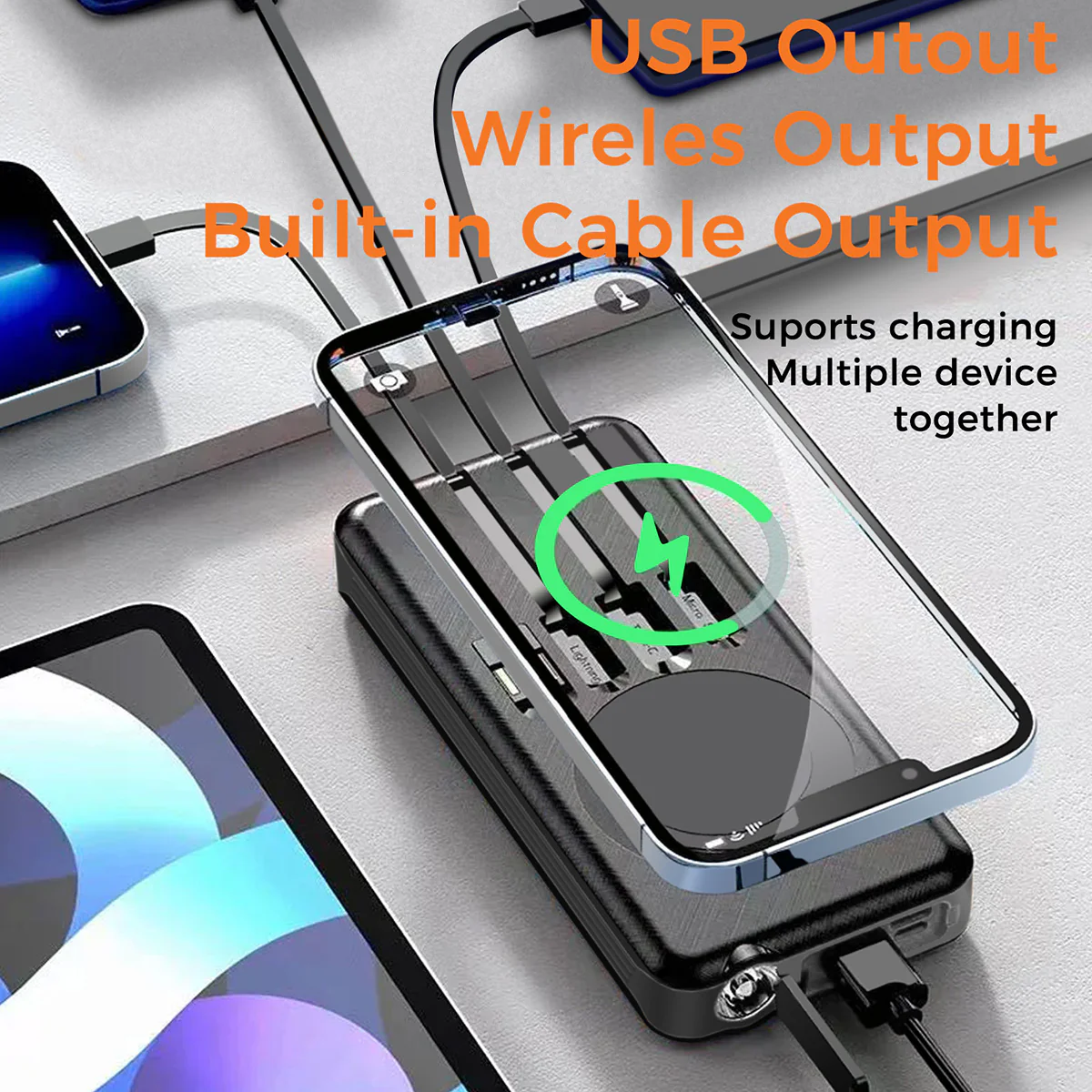 10000mAh Solar Power Bank with Wireless Charging - Image 5