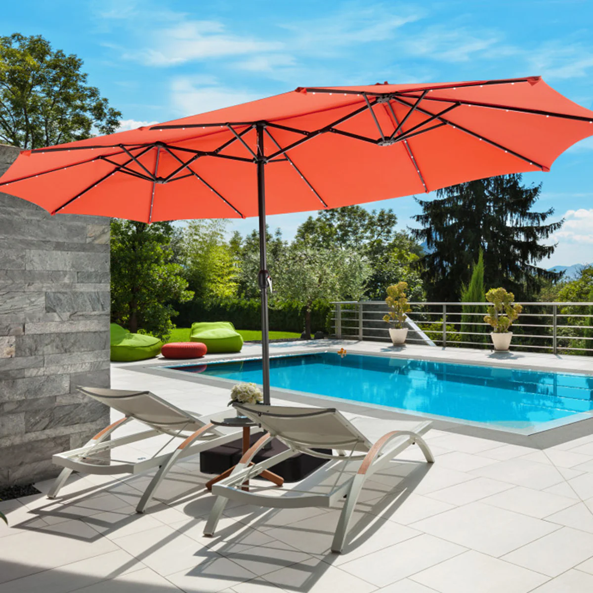 15' Double-Sided Patio Umbrella with Solar Powered LED Lights - Image 51