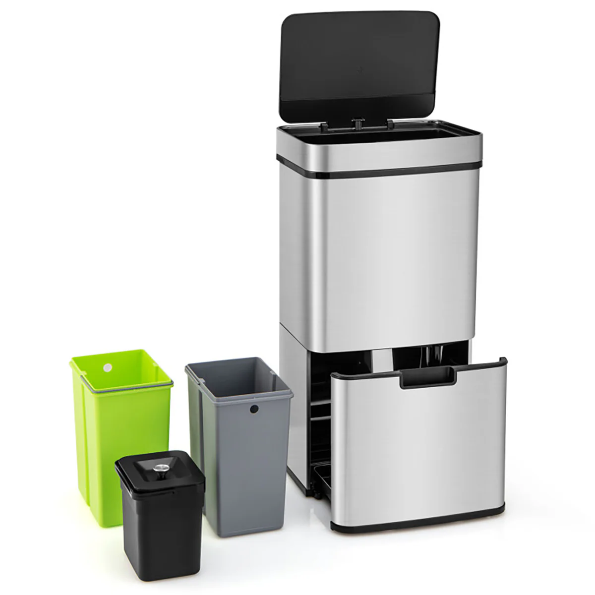 19 Gallon Quad Compartment Touchless Motion Sensor Trash Can - Image 10