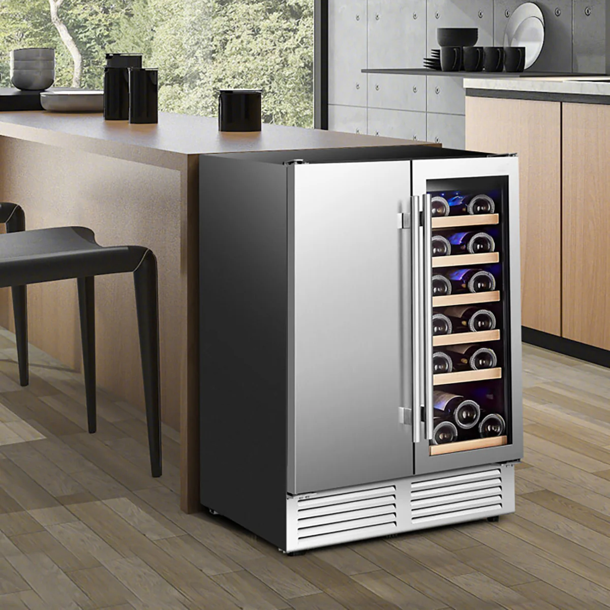 2-in-1 Dual Zone Beverage and Wine Cooler
