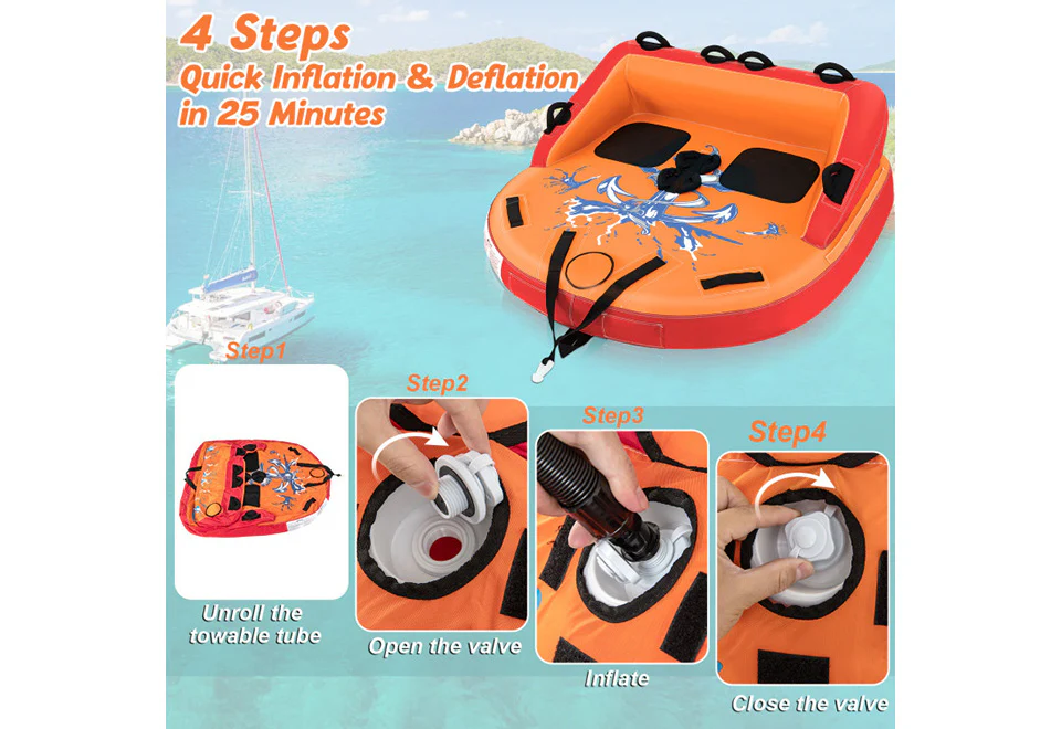 2 Person Water Sport Inflatable Towable Tubes for Boating - Image 3