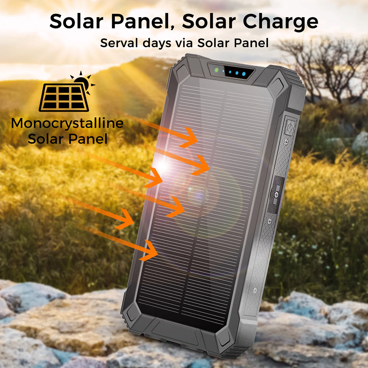 20000mAh Solar Power Bank with Wireless Charging - Image 3