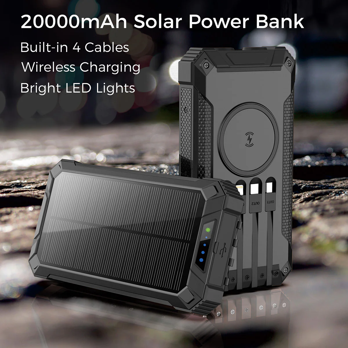 20000mAh Solar Power Bank with Wireless Charging - Image 5