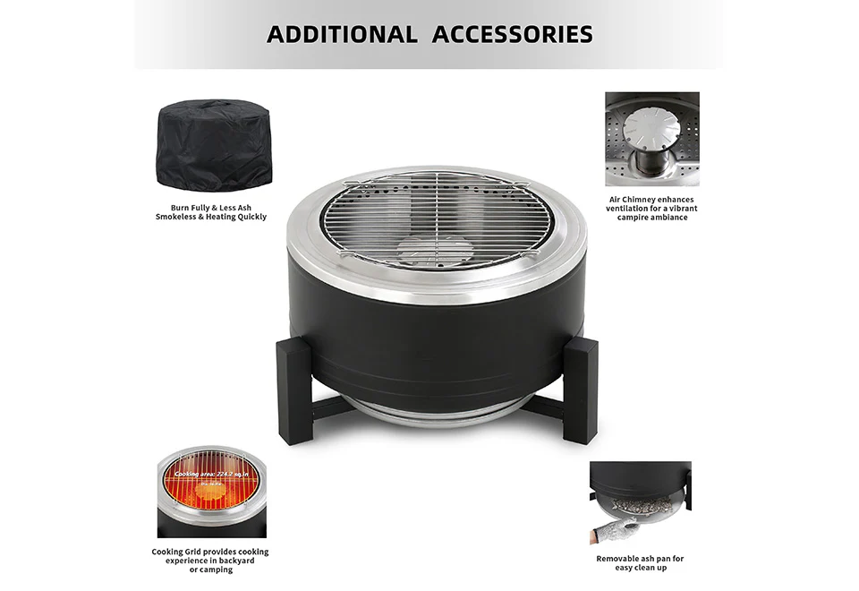 22'' Outdoor Smokeless Wood-Burning Fireplace - Image 6