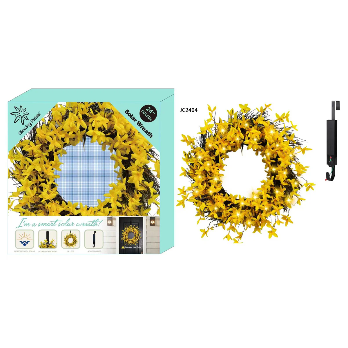24'' Solar LED Wreath - Image 10