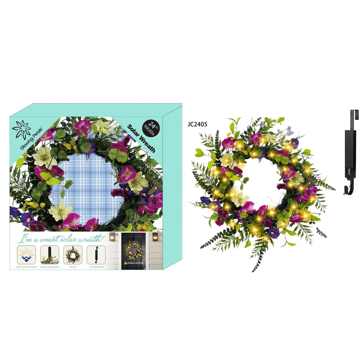 24'' Solar LED Wreath - Image 12