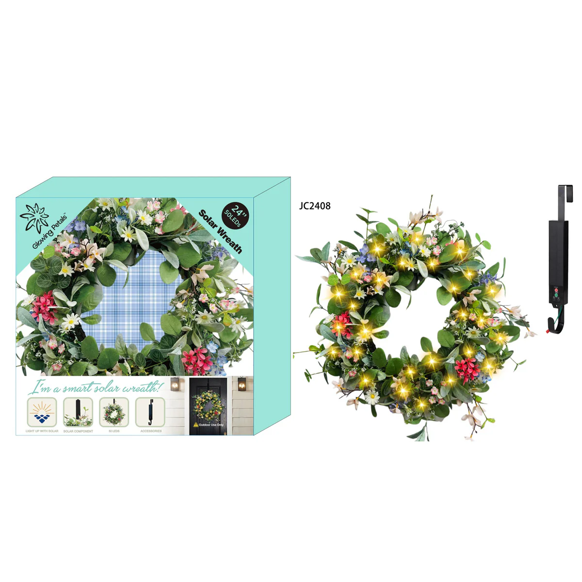 24'' Solar LED Wreath - Image 18