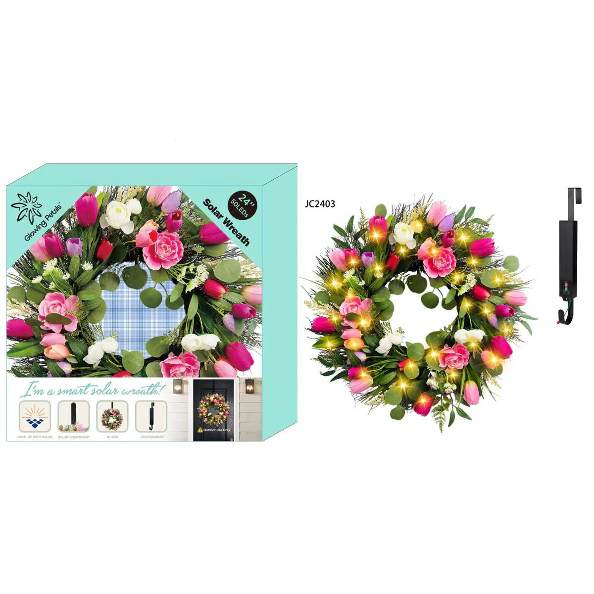 24'' Solar LED Wreath - Image 4