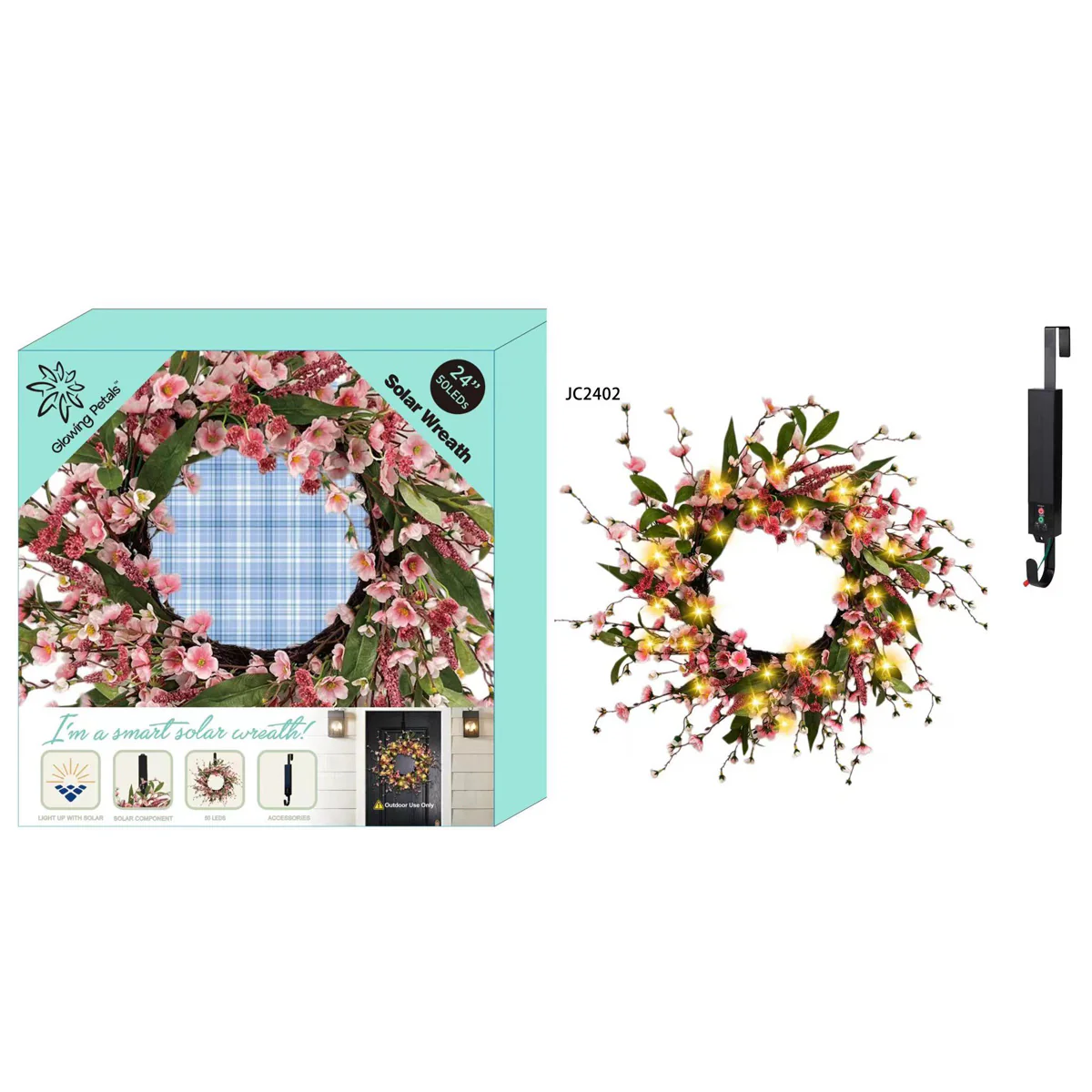 24'' Solar LED Wreath - Image 8