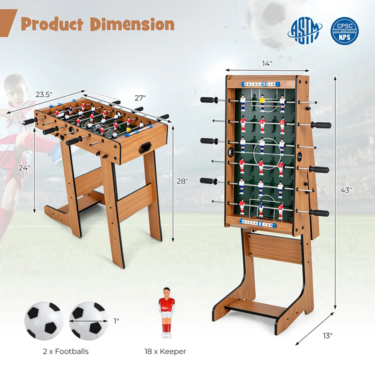 27'' Folding Foosball Table - Image 7