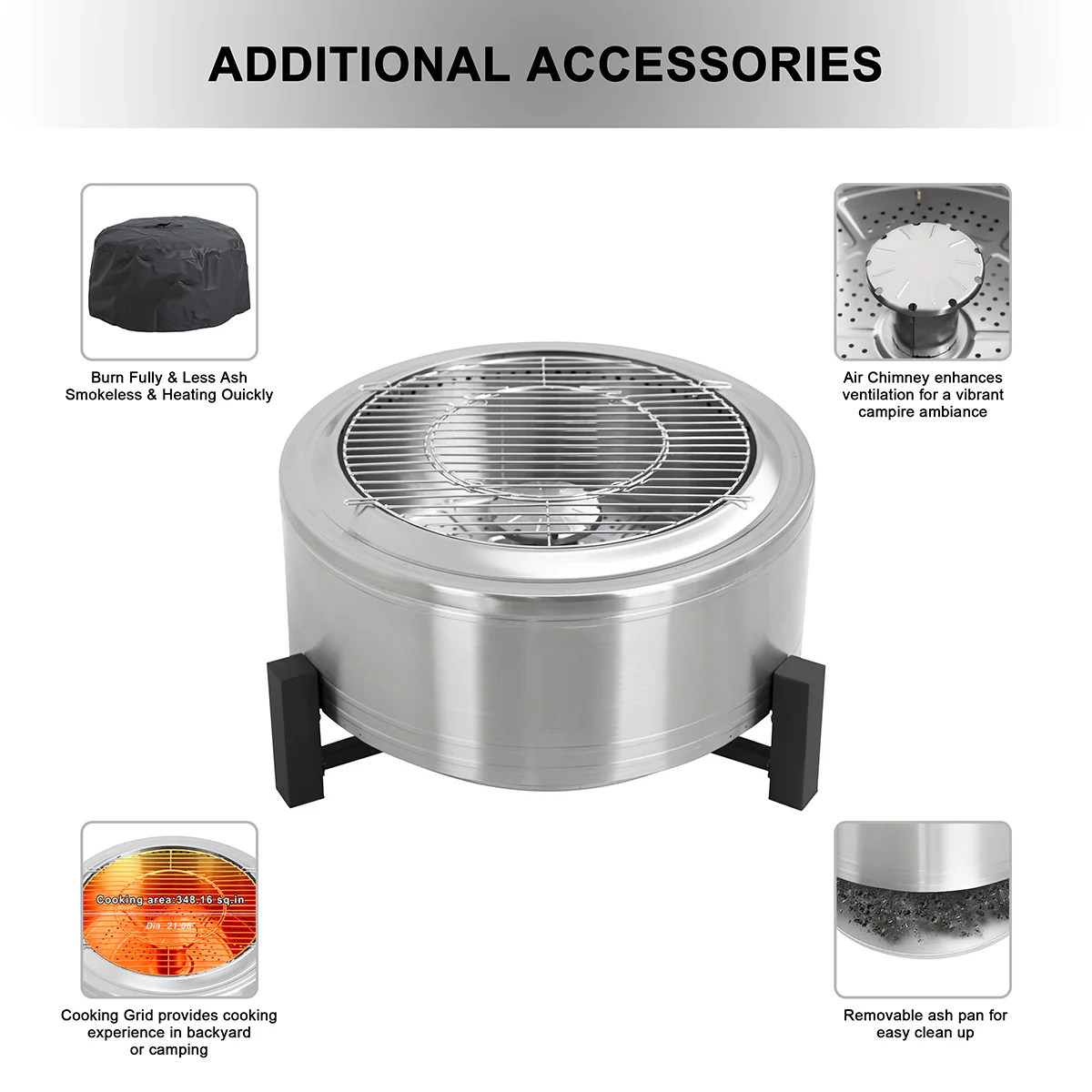 27'' Outdoor Smokeless Wood-Burning Fireplace - Image 5