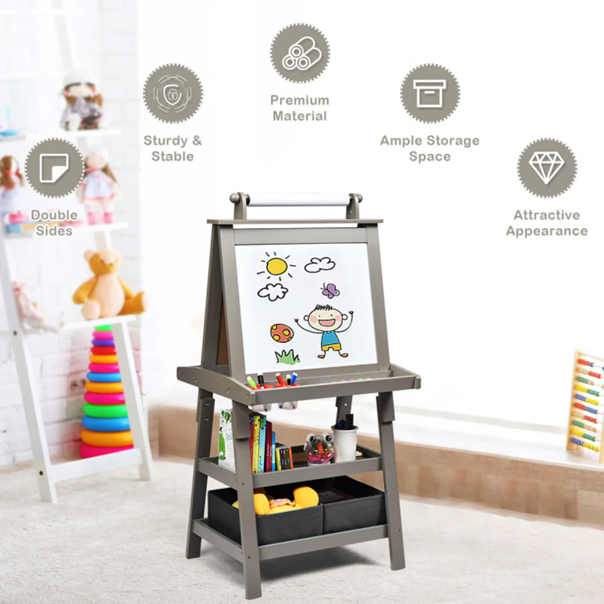 3-in-1 Kids Double-Sided Art Easel - Image 20
