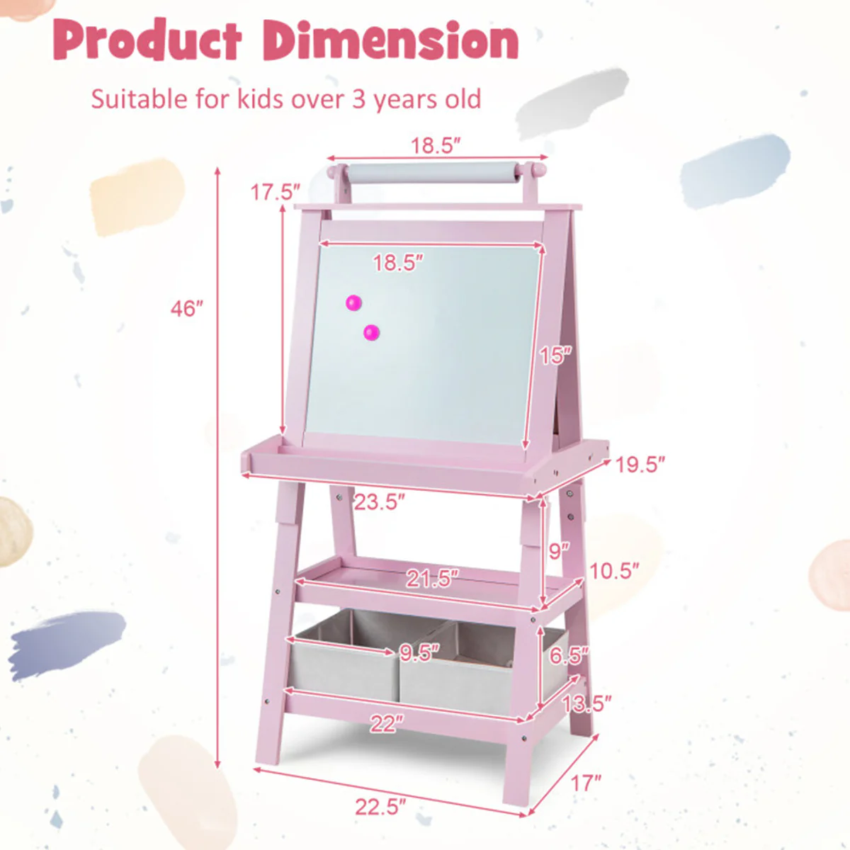 3-in-1 Kids Double-Sided Art Easel - Image 39