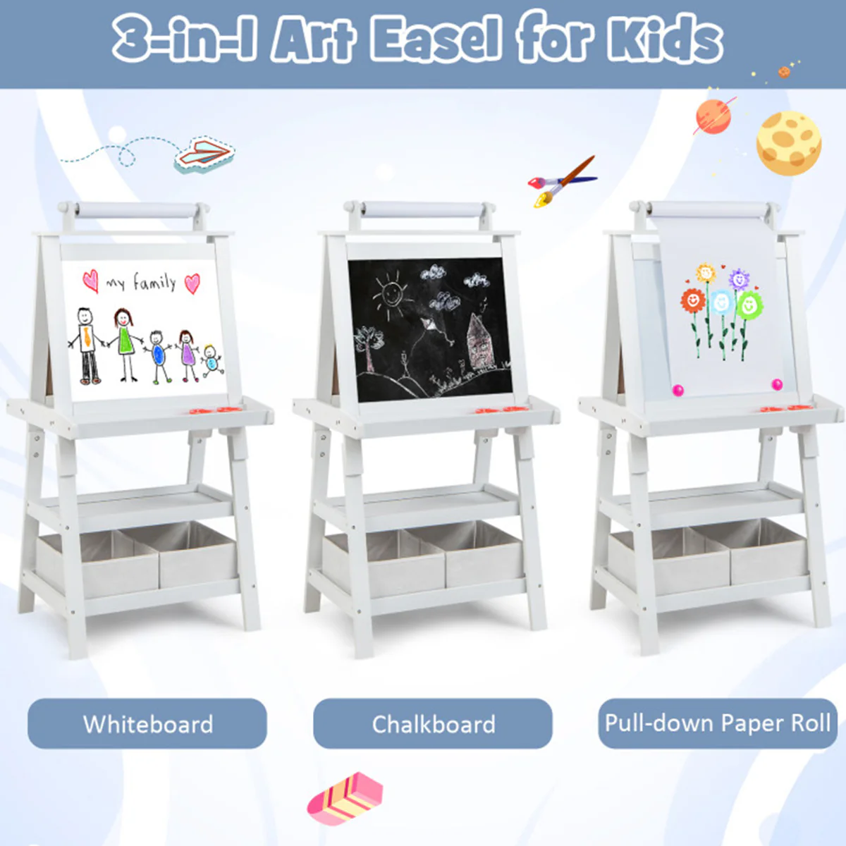 3-in-1 Kids Double-Sided Art Easel - Image 50