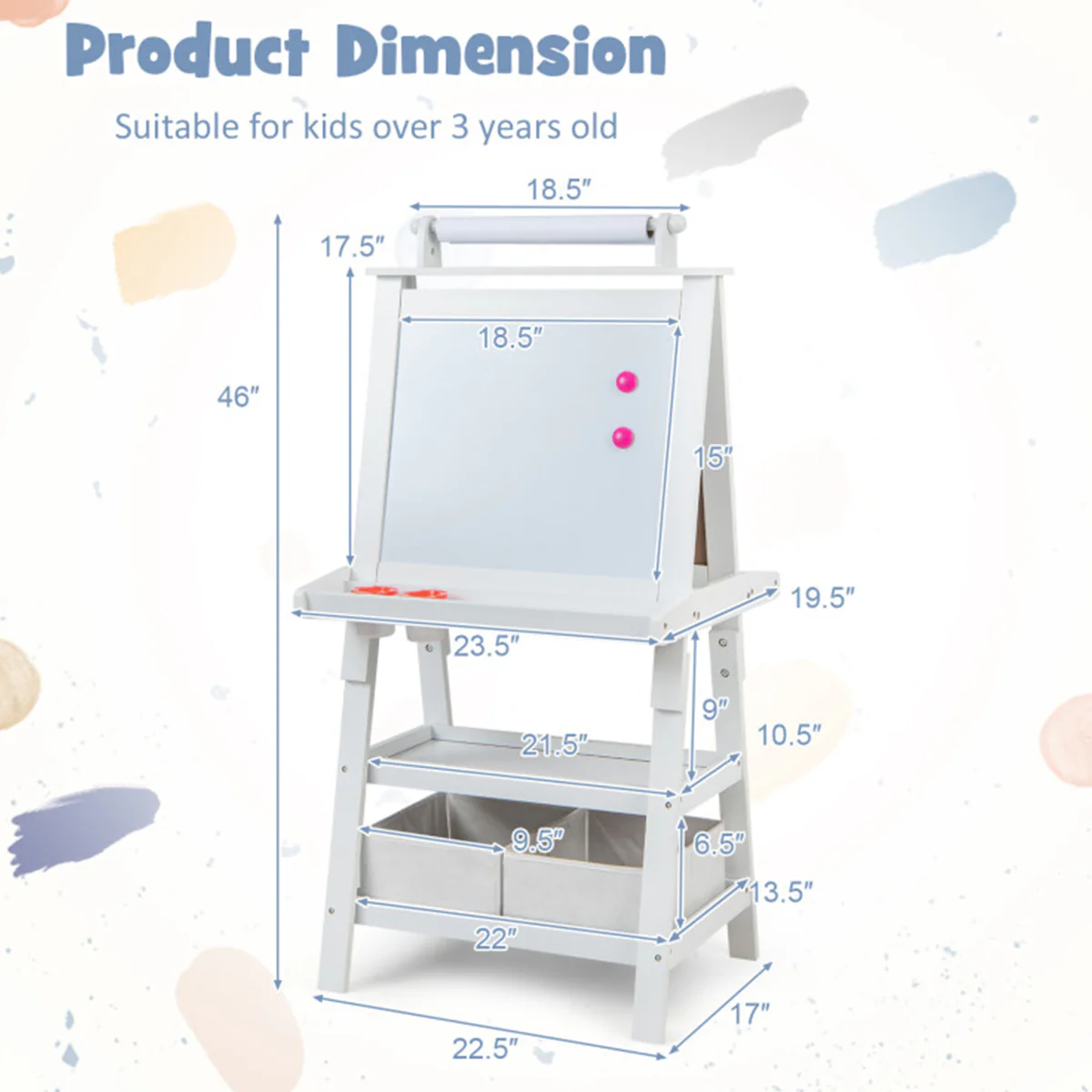 3-in-1 Kids Double-Sided Art Easel - Image 56