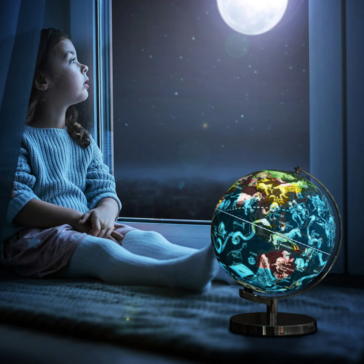 3-in-1 World Globe with Illuminated Constellation Maps