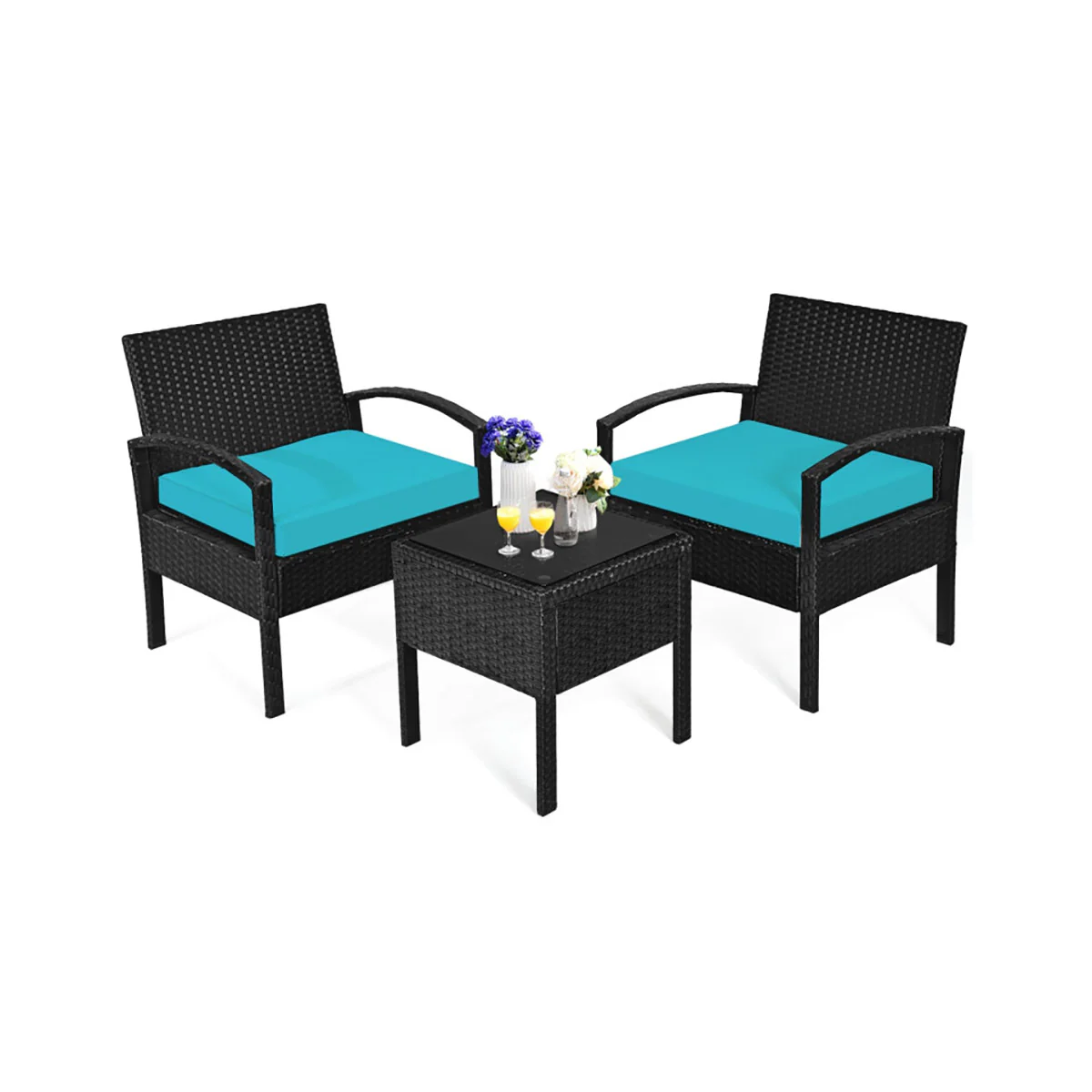 3-Piece Outdoor Rattan Patio Conversation Set - Image 11