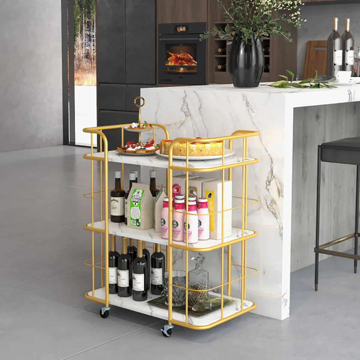 3-Tier Metal Storage Serving Cart Trolley