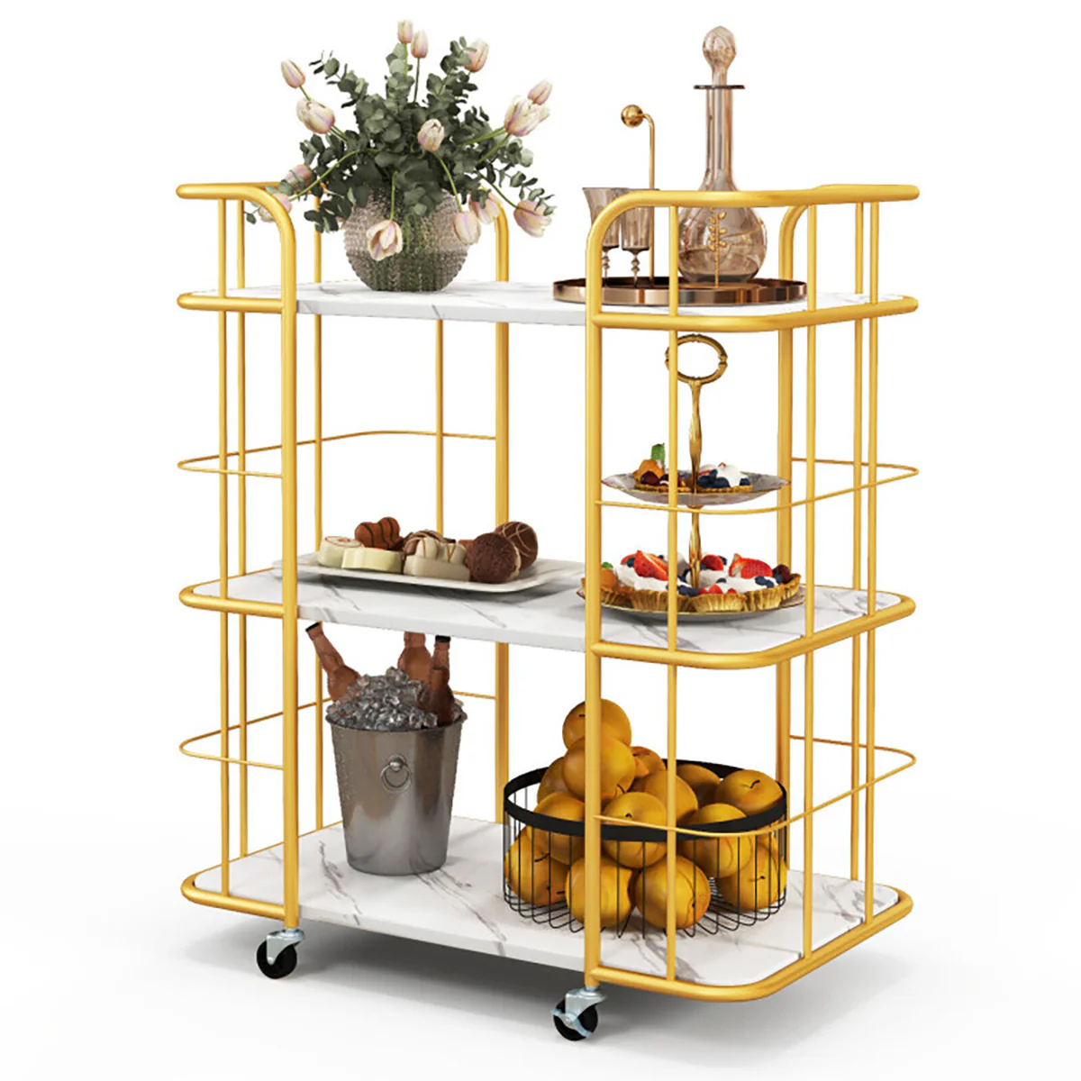 3-Tier Metal Storage Serving Cart Trolley - Image 10