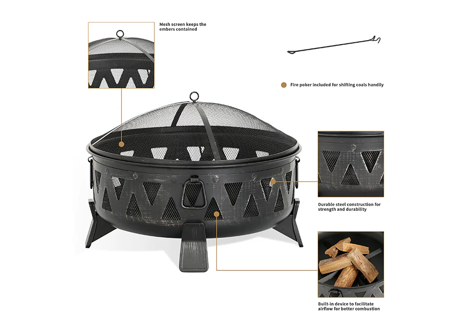 30'' Antique Wood-Burning Fire Pit - Image 3