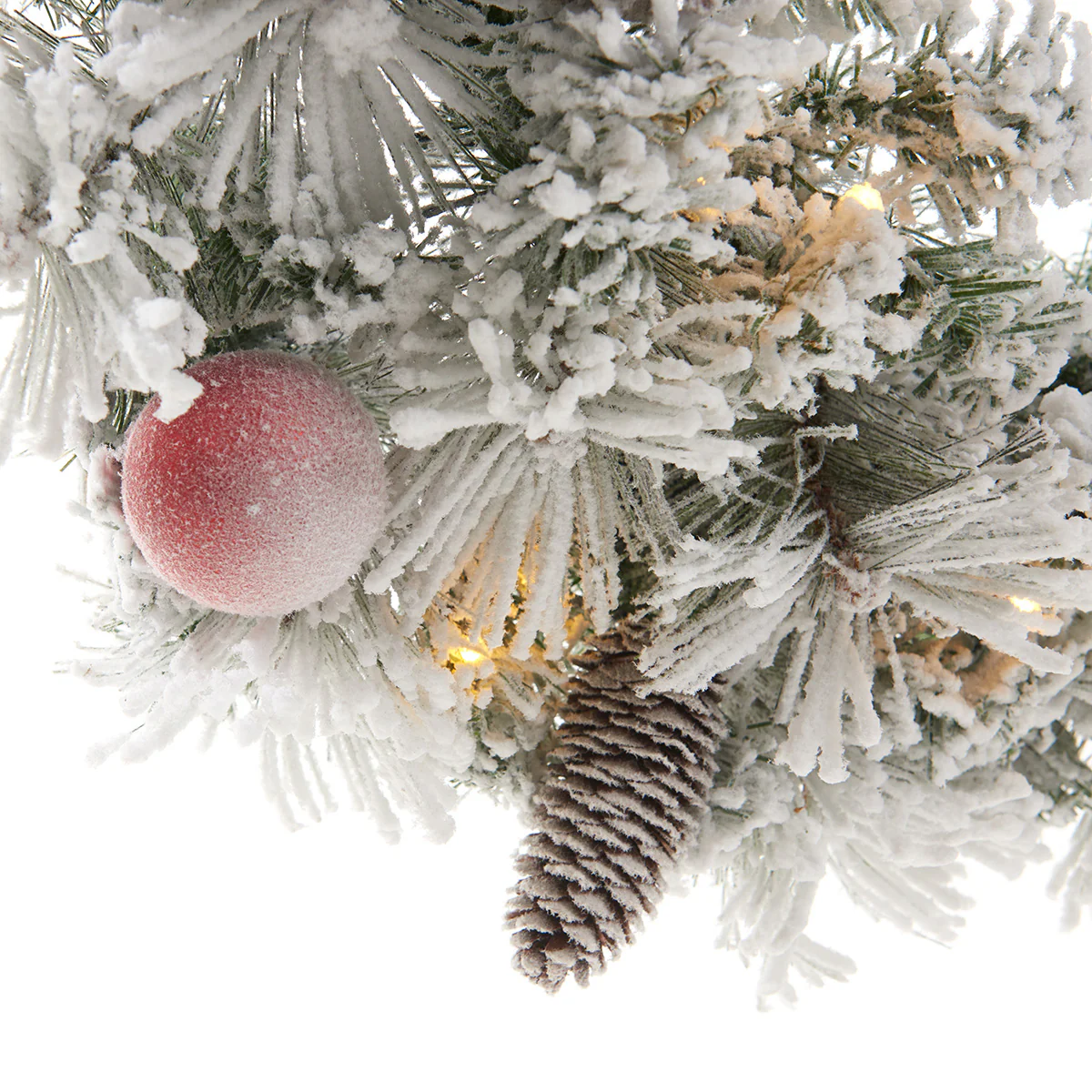 30'' White Flocked Cordless Pre-Lit Indoor/Outdoor Wreath - Image 3