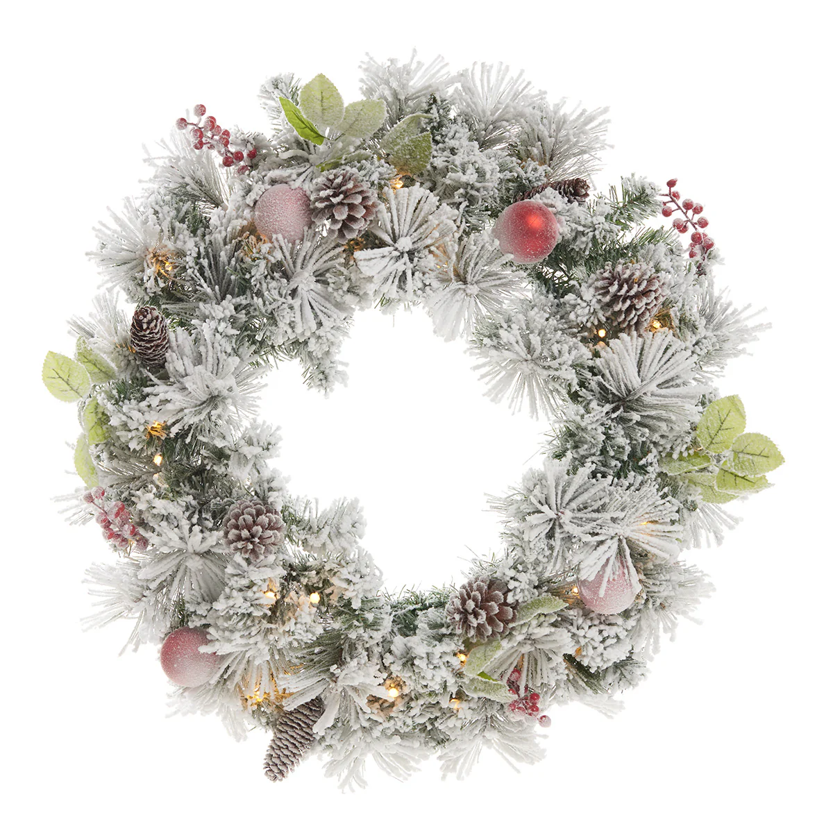 30'' White Flocked Cordless Pre-Lit Indoor/Outdoor Wreath - Image 4