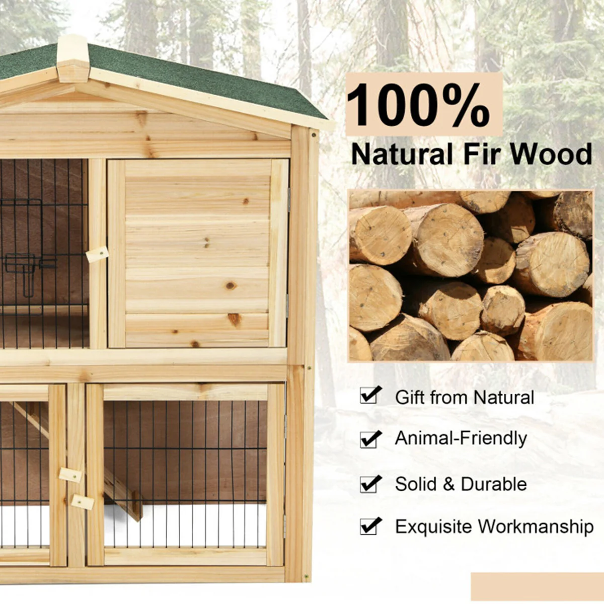 35'' Wooden Chicken Coop with Ramp - Image 4
