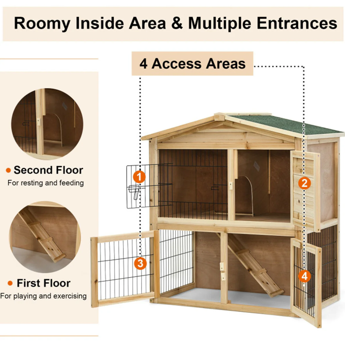 35'' Wooden Chicken Coop with Ramp - Image 6