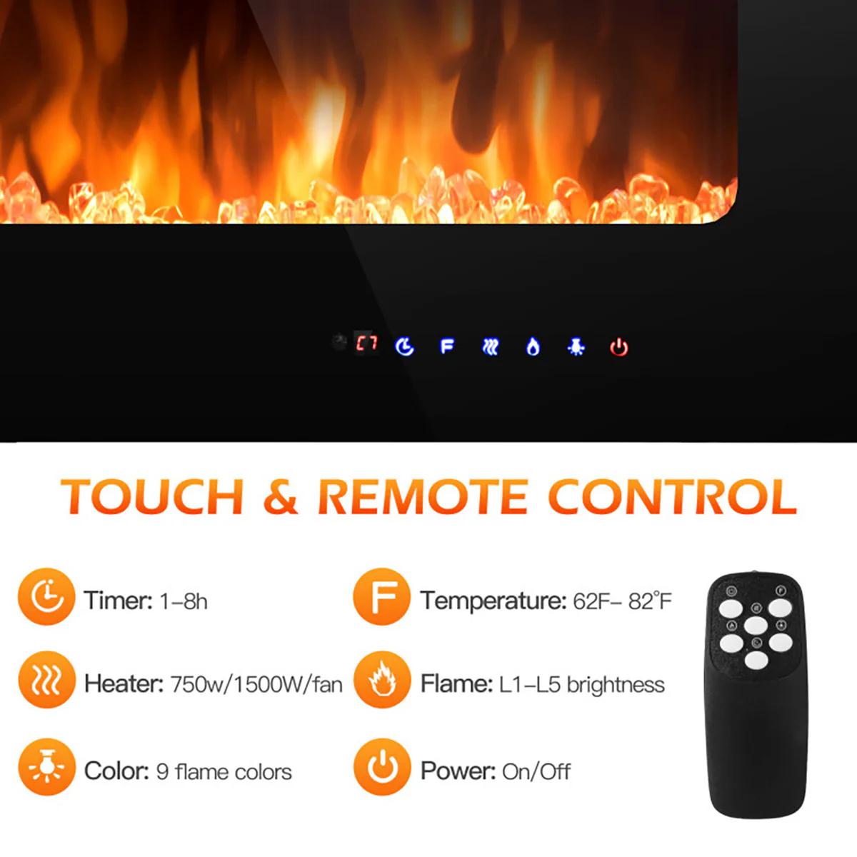36'' Recessed/Wall-Mounted Electric Fireplace - Image 4
