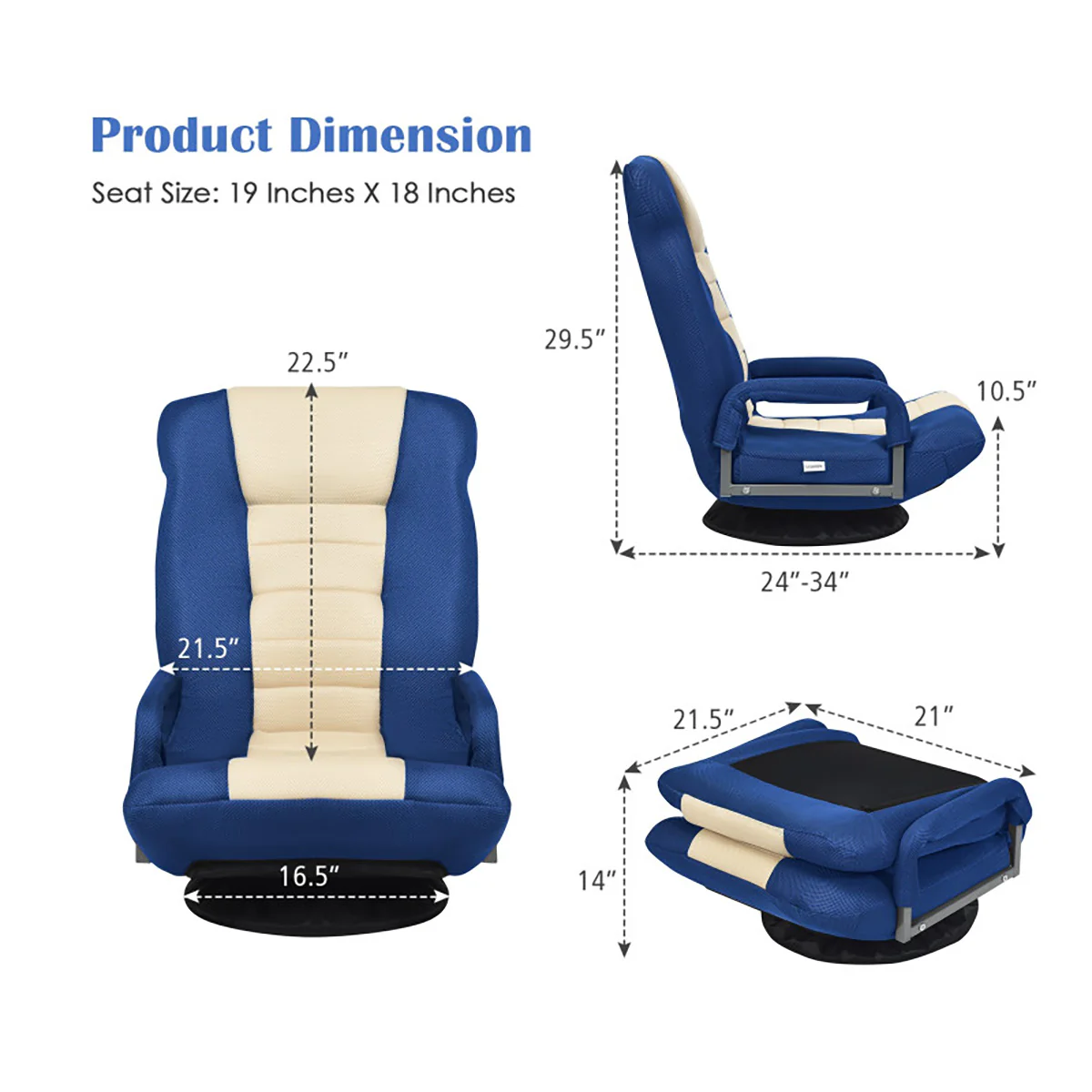 360-Degree Swivel Gaming Floor Chair - Image 20