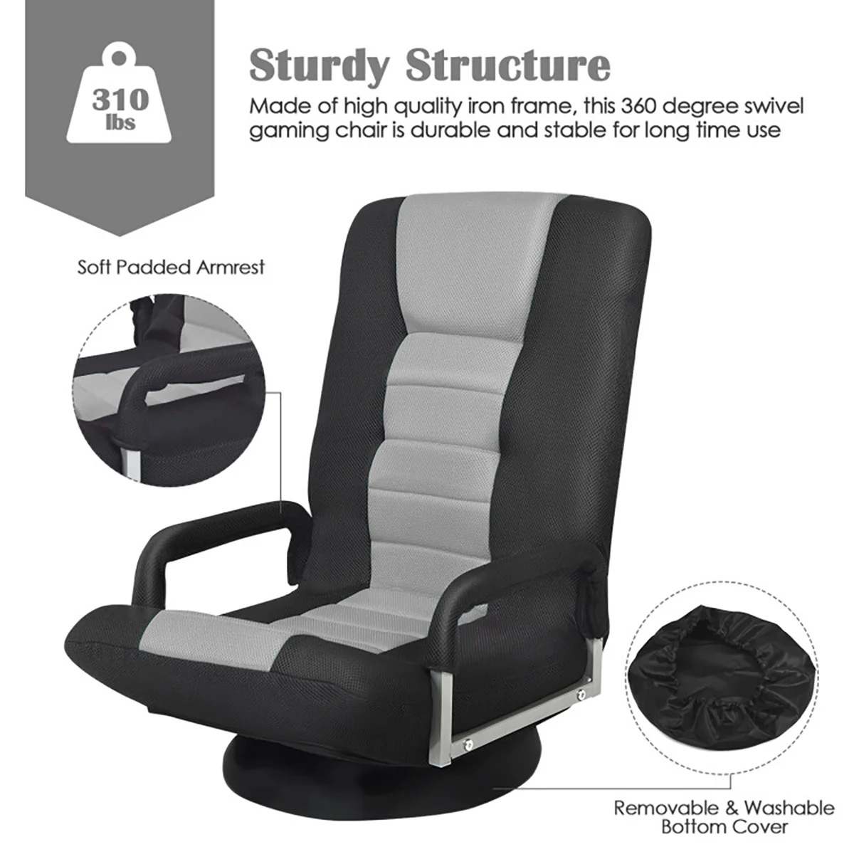 360-Degree Swivel Gaming Floor Chair - Image 26