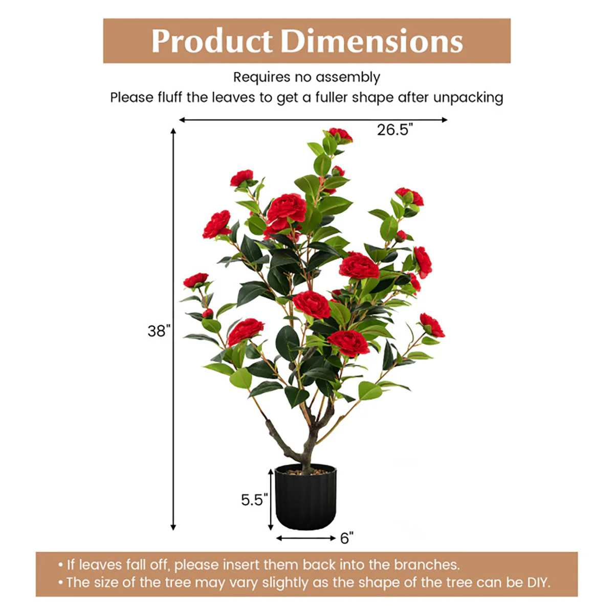 38'' Artificial Camellia Flower Trees with Cement Pot (Set of 2) - Image 31
