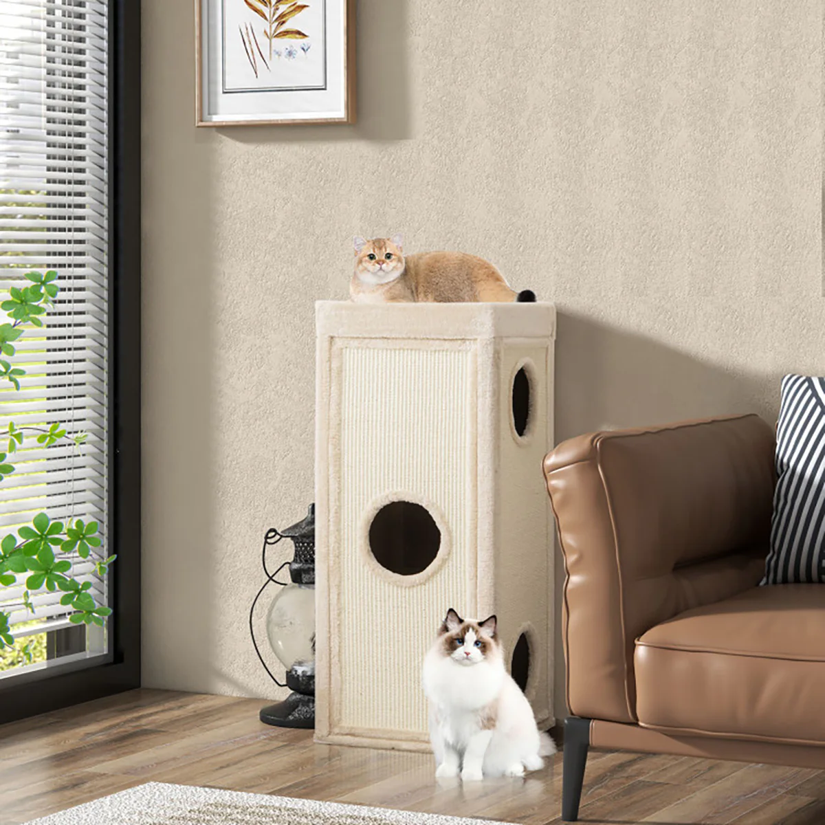 39'' Hideaway Cat Condo with Scratching Posts