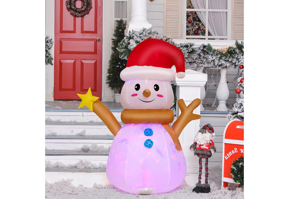 4-Ft. Inflatable Snowman with Rotating LED Lights - Image 4