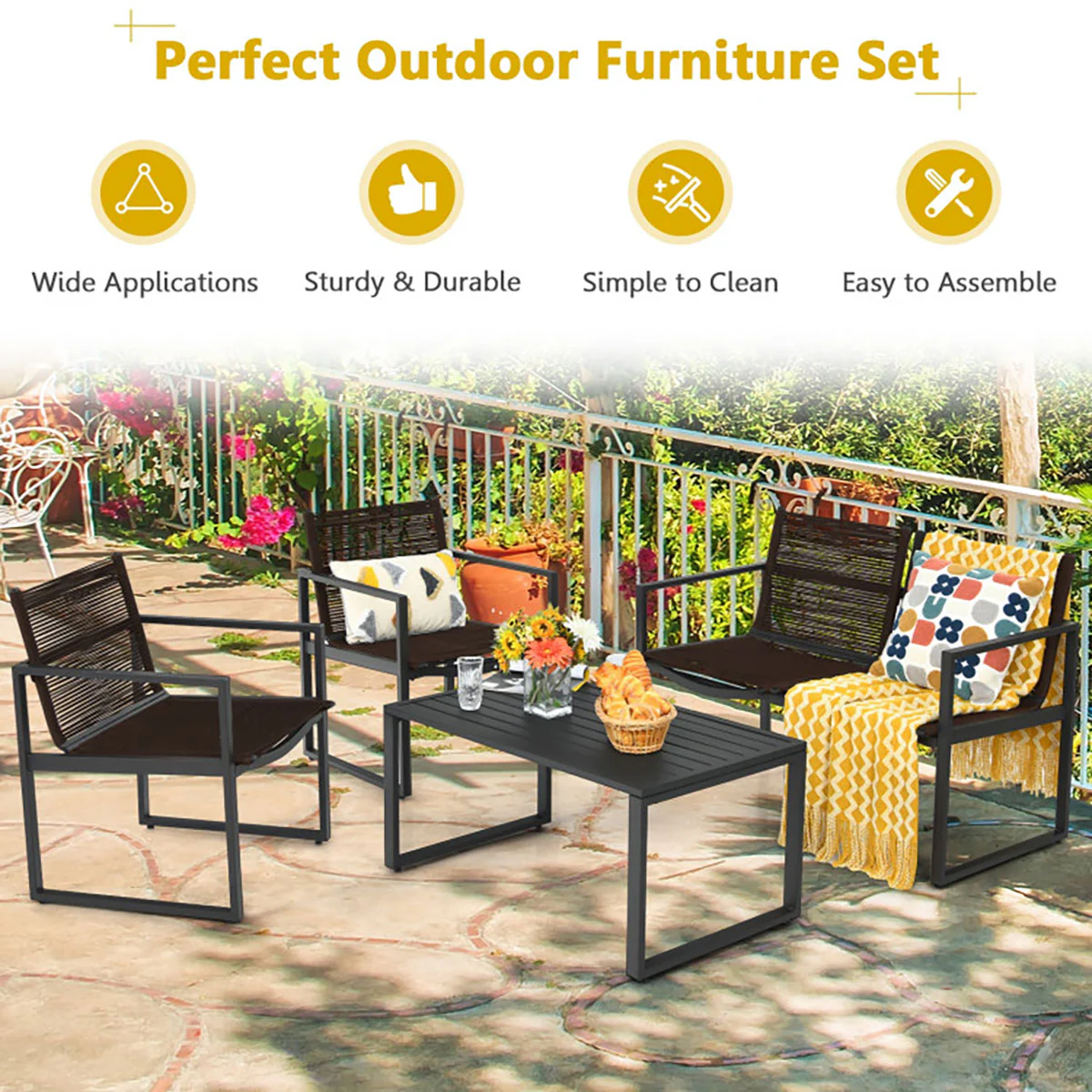 4-Piece Patio Set with Loveseat - Image 4