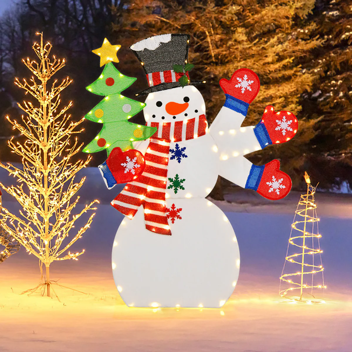 4' Pre-Lit Snowman Decoration with Waving Hand