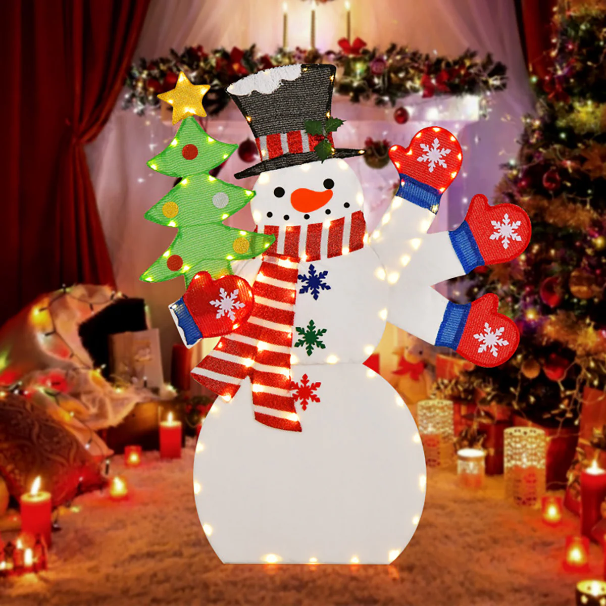 4' Pre-Lit Snowman Decoration with Waving Hand - Image 10