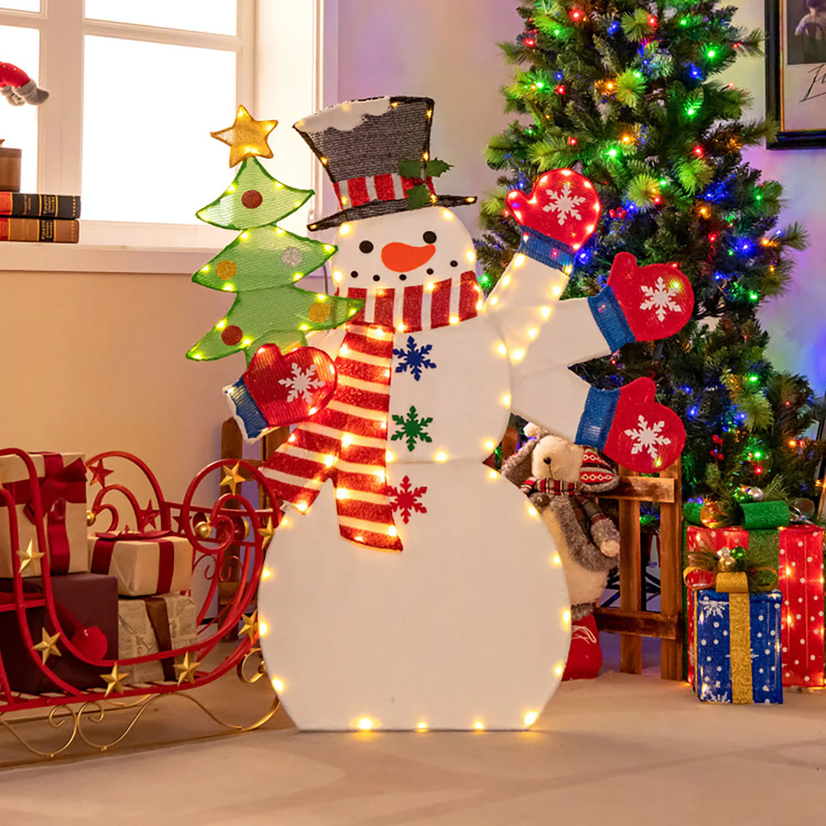 4' Pre-Lit Snowman Decoration with Waving Hand - Image 8