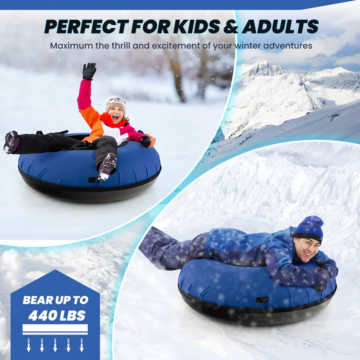 40'' Heavy-Duty Inflatable Snow Sled with Tow Strap - Image 13