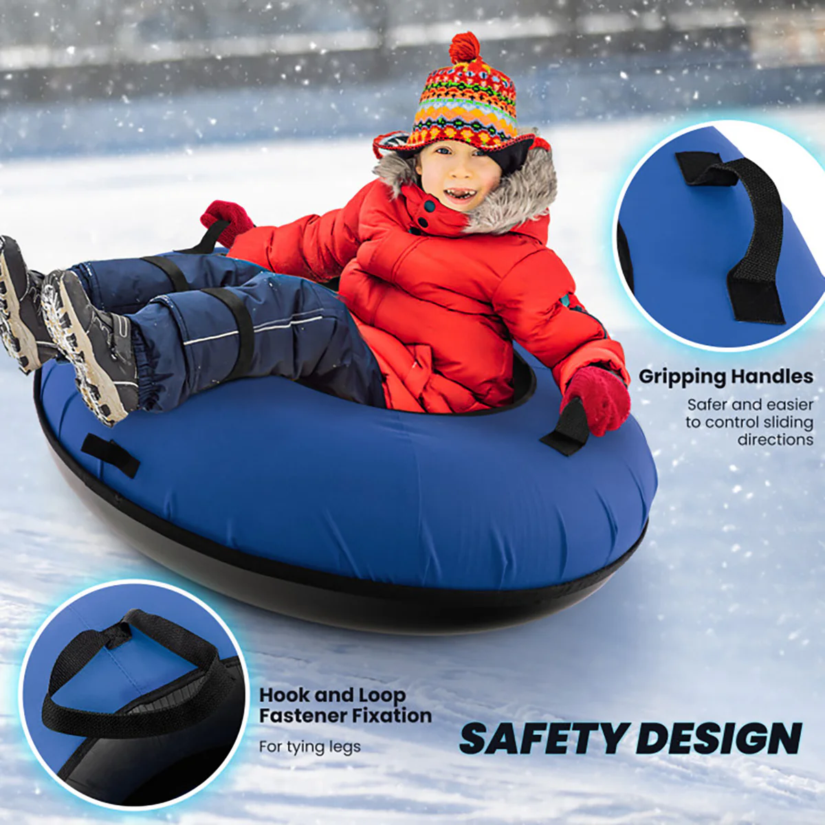40'' Heavy-Duty Inflatable Snow Sled with Tow Strap - Image 15