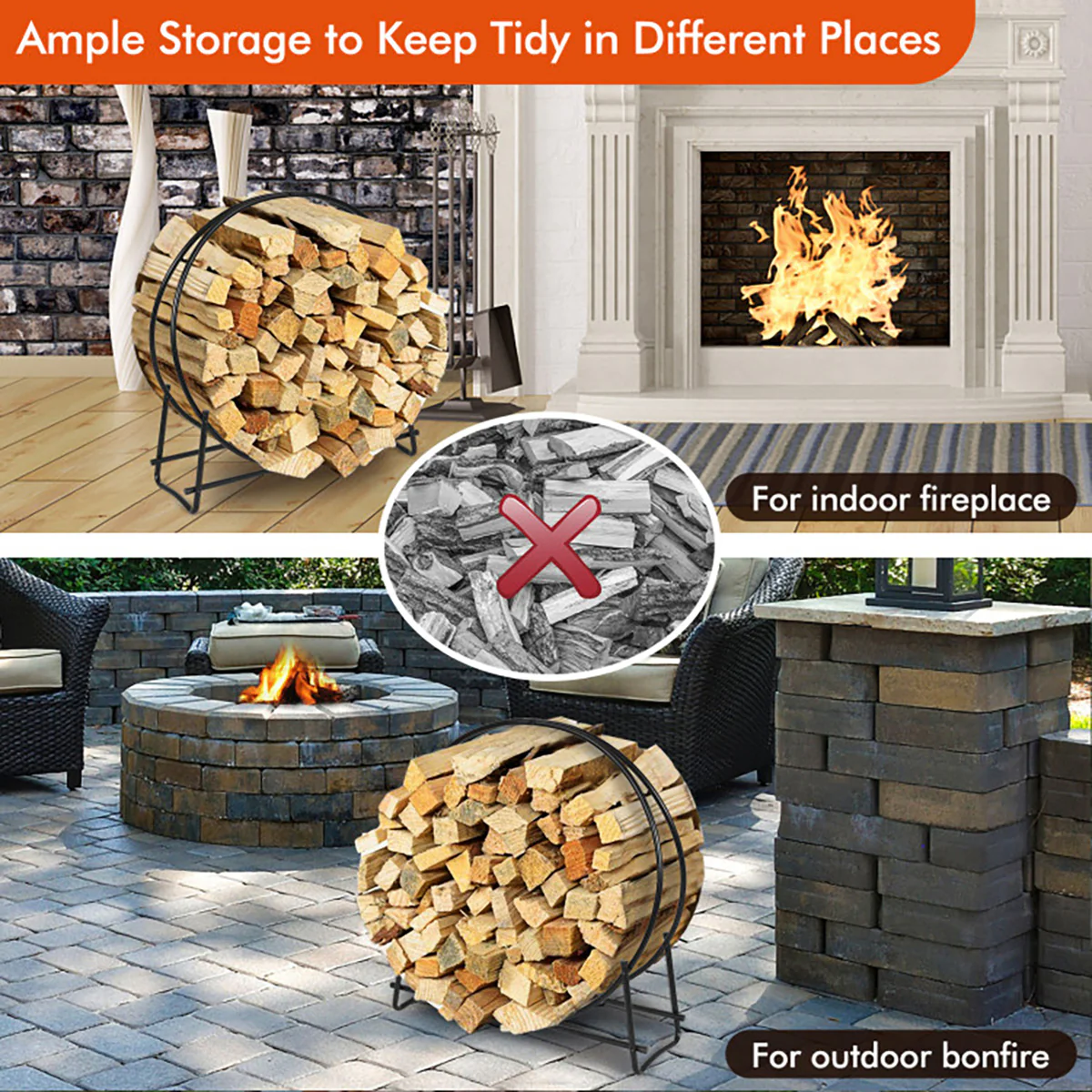 40'' Log Hoop Firewood Storage Rack - Image 4