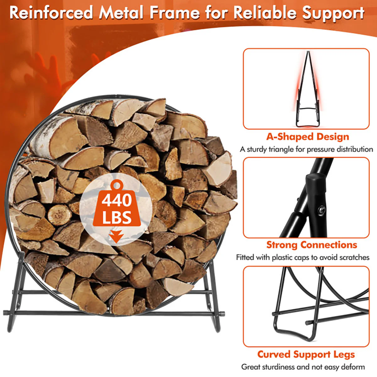 40'' Log Hoop Firewood Storage Rack - Image 6