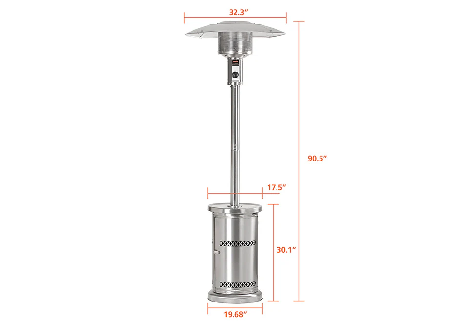 48,000 BTU Stainless Steel Floorstanding Patio Heater - Image 9
