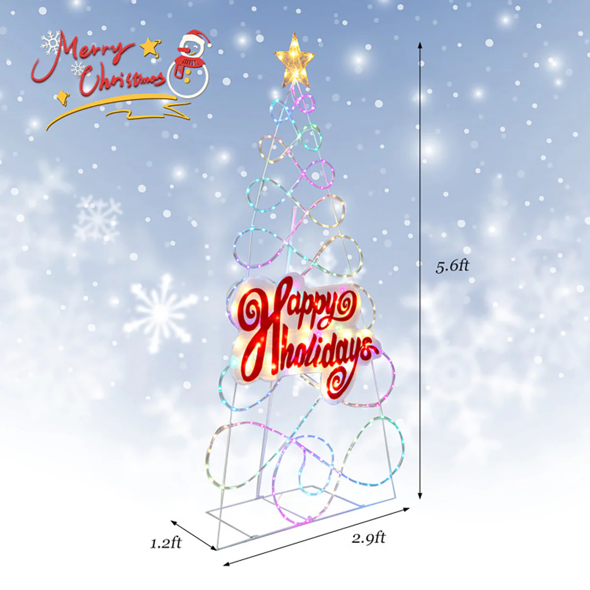 5.6' Pre-Lit Happy Holidays Christmas Tree Decoration - Image 10