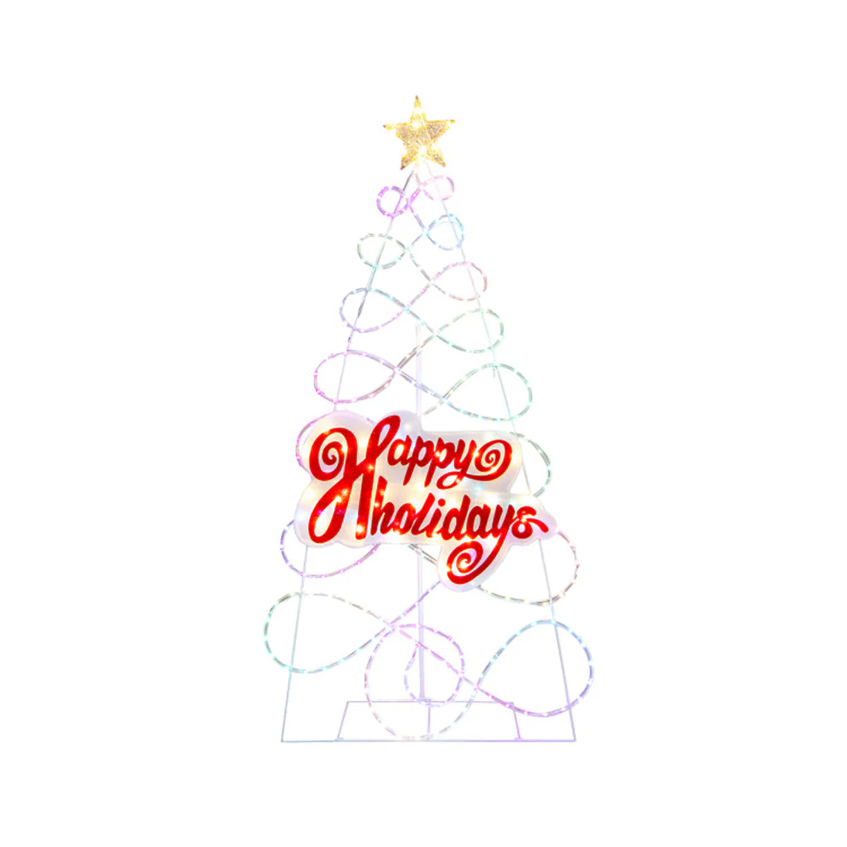 5.6' Pre-Lit Happy Holidays Christmas Tree Decoration - Image 2