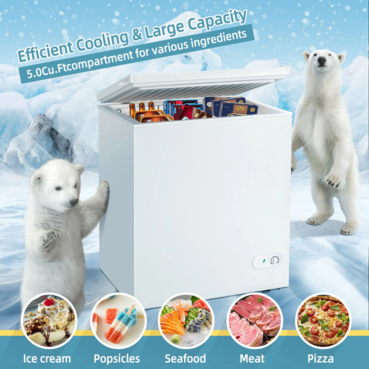 5 Cu. Ft. Chest Freezer with 3 Removable Storage Baskets - Image 3